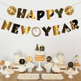thumbnail image 5 of Juego de 2 decoraciones de Feliz Año Nuevo 2024, suministros para fiestas de Nochevieja 2025 - Cartel, decoraciones de fiesta negras y doradas, 5 of 5