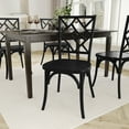 thumbnail image 3 of Emma + Oliver Set of 2 Solid Wood Stack Dining Chairs with Decorative Back Design and Black Finish, 3 of 12