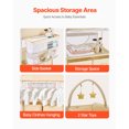 thumbnail image 4 of Cambiador de bebe VEVOR, plegable, con 2 cajones de tela, cesta lateral y barra para colgar, altura ajustable, ruedas bloqueables y 2 juguetes en forma de estrella, beige claro., 4 of 9
