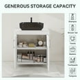 thumbnail image 6 of FULLWATT 30 Inches Traditional Bathroom Vanity in White Finish with Square Ceramic Vessel Sink, Single Bathroom Vanity with Top, 2-Door Cabinet, 6 of 13