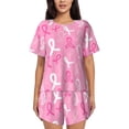 thumbnail image 1 of Fotbe Breast Cancer Awareness (3) Conjunto de Pijama Estampado para Mujer, 2 Piezas, Ropa de Dormir con Camiseta de Manga Corta y Shorts Suaves-XX-Large, 1 of 6