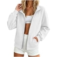 thumbnail image 2 of Paiwinds Women's Full Zip Jackets Stand Collar Long Sleeve Cropped Athletic Track Jackets Slim Fit Mid-Weight for Sporty Casual Athleisure, 2 of 7