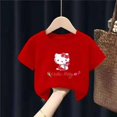 thumbnail image 4 of Hello Kitty, novedad de verano, ropa para niños, Camiseta con estampado de dibujos animados para niña, camiseta de algodón transpirable de media manga para bebé, camiseta de manga corta, 4 of 5
