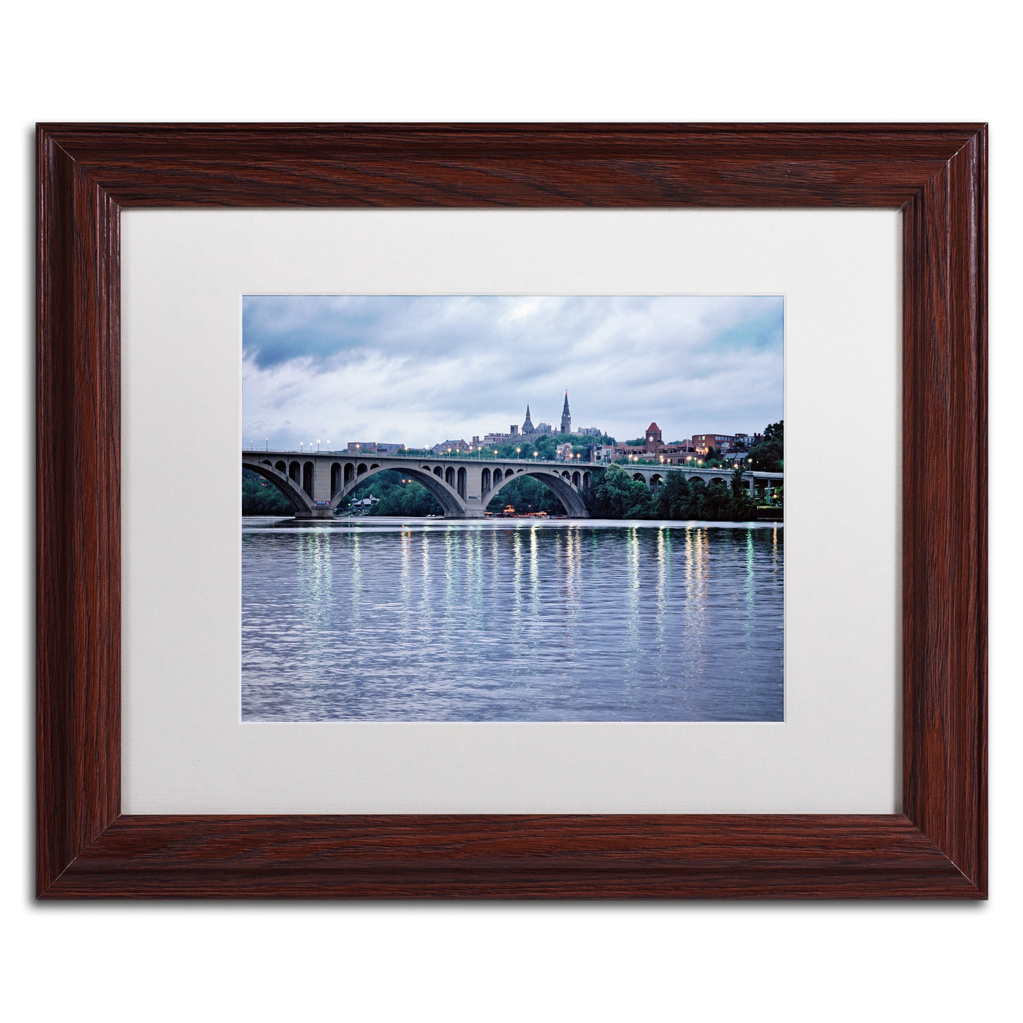 Trademark Fine Art "Georgetown-Key Bridge" Canvas Art by Gregory O'Hanlon, White Matte, Wood Frame