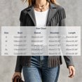 thumbnail image 3 of IFNWSV Womens Bomber Jacket Pointed Collar Button Open Long Sleeve Solid Fringe Trim Frayed Hem Jacket, 3 of 5
