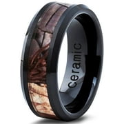 ceramic ring 8mm for men women black hunter deer army ceramic band comfort fit camo beveled - Camo Wedding Rings For Him ceramic ring 8mm for men women black hunter deer army ceramic band comfort fit camo beveled - Camo Wedding Rings For Him