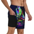 thumbnail image 2 of Yiaed Howling Wolf Print Mens Swim Trunks Bathing Suit Compression Liner Beach Swim Shorts Swimwear Quick Dry Zipper Pocket No-Chafing Board Short-X-Large, 2 of 6