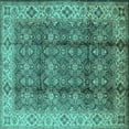 thumbnail image 1 of Ahgly Company Indoor Square Oriental Turquoise Blue Traditional Area Rugs, 3' Square, 1 of 4