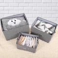 thumbnail image 4 of Linen Fabric Collapsible Storage Bins With Removable Lids And Handles, Washable Storage Box Containers Baskets Cube With Cover(gray, Large), 4 of 4