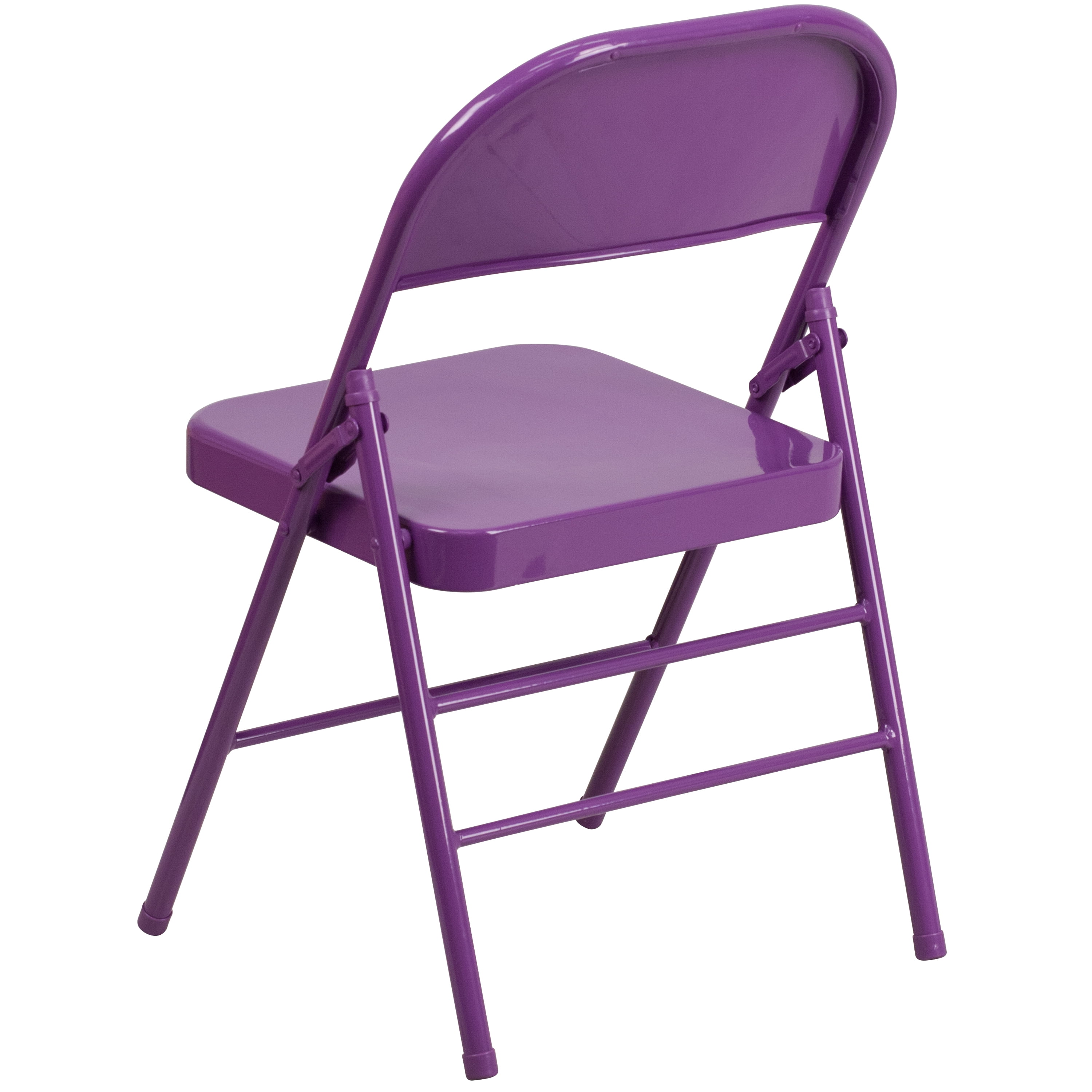 Flash Furniture 2 Pack HERCULES COLORBURST Series Impulsive Purple Triple Braced & Double Hinged Metal Folding Chair