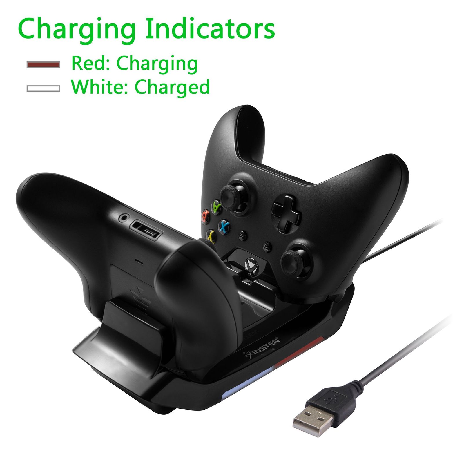 Insten Xbox One Controller Charging Station Stand with 2 Rechargeable Battery Pack Charger Dock and USB Cable for Xbox One / Xbox One S / One Elite / Xbox One X - image 3 of 10