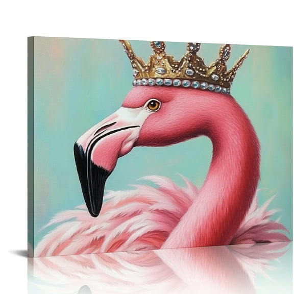 ZFLMY Flamingo Crown Regal Wall Decor Canvas Prints Art for Home Living Room Bedroom Kitchen Office Salon, Ready To Hang Room Home Art Decor 16x12in