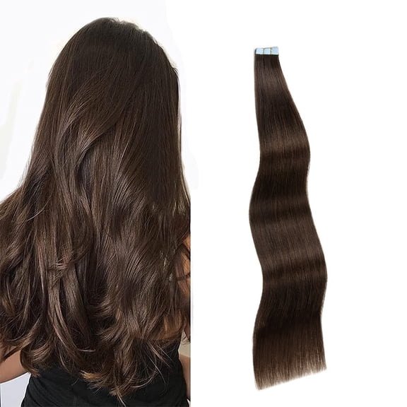 Invisible Mini Tape Human Hair Extentions 20Inch Chocolate Brown Machine-Remy Hair 10pcs/pack