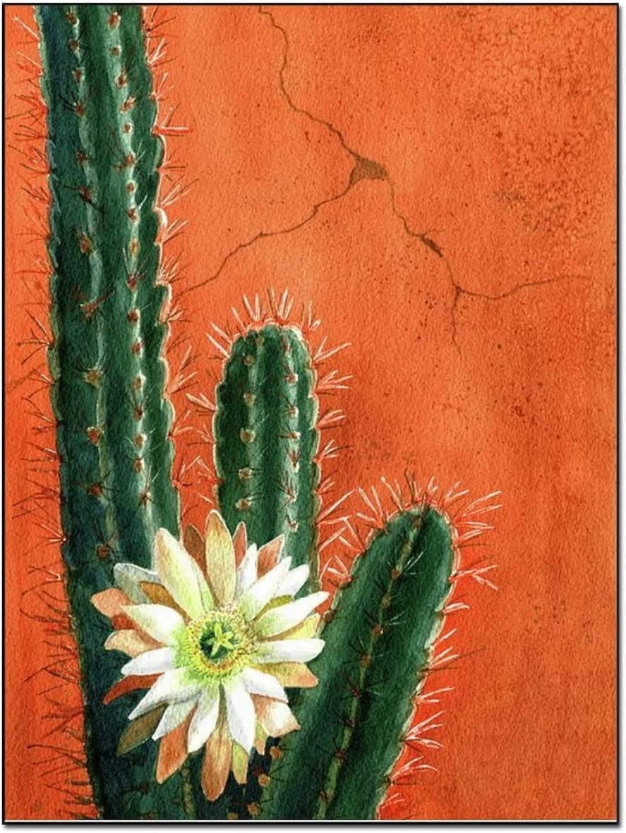 Posters & Prints Desert Plant Wall Art Cactus Picture Orange Background