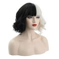 thumbnail image 4 of LHWEN Black White Wigs With Bangs Short Curly Wavy Bob Wigs Synthetic Beauty Salon Straight Hair Fun Lace Wavy Curls Braided Hair Synthetic Hair bohon Perfect for Party Everyday, 4 of 9