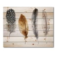 thumbnail image 3 of Designart 'Boho Feather In Blue and Orange Striped & Polka Dost' Bohemian & Eclectic Print on Natural Pine Wood, 3 of 5