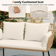 thumbnail image 4 of DRAZUNO Patio Wicker Loveseat Furniture w/Seat Back Cushions, Heavy-Duty Metal Legs, 4 of 8