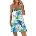 thumbnail image 2 of Summer Saving Jumpsuits for Women Dressy Beach Spaghetti Strap Short Overalls Loose Wide Leg Pocket Jumpsuits Summer Round Neck Sleeveless Sunflower Print Mini Trendy Rompers Light Blue xl, 2 of 4