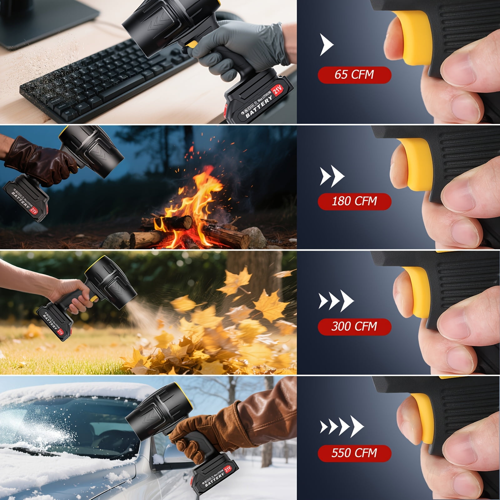40,000 RPM Cordless Leaf Blower, 21V Rechargeable High Pressure Air Blower, Jet Dryer for Car & Outdoor, Handheld for Leaves Dust Snow, Holiday Gift