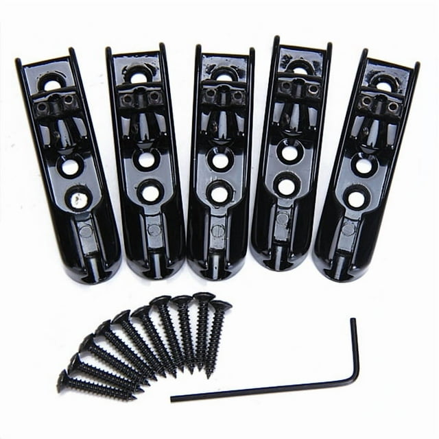 Bajo de guitarra negro individual de 5 cuerdas con puente simple y juego de llaves