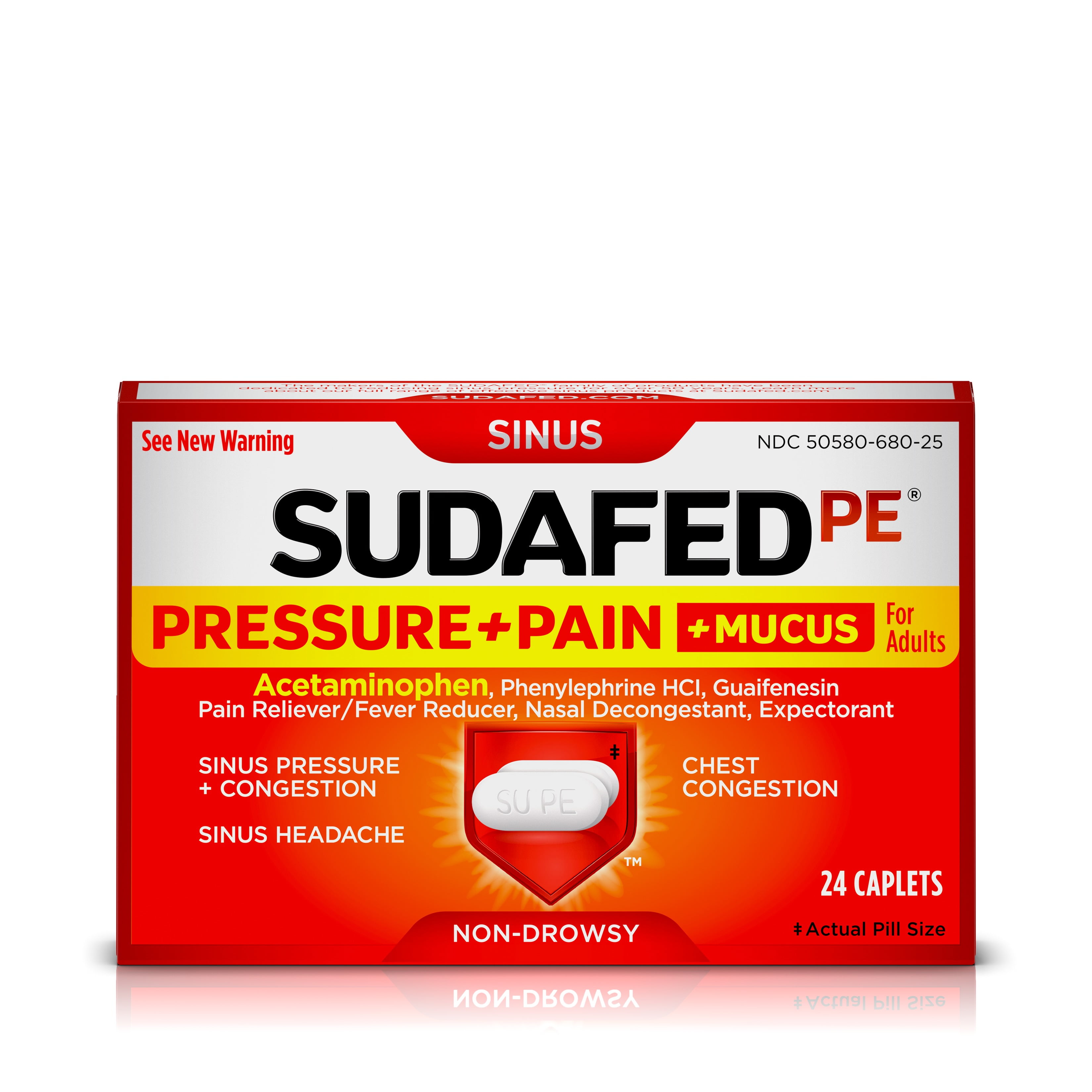 Sudafed PE Sinus Pressure + Pain + Mucus and Congestion Relief, 24 ct