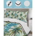 thumbnail image 3 of Twin Quilt Bedding Set, Tropical Plants Reversible Summer Quilt 3 Pieces, Summer Coastal Beach Coconut Tree Green Lightweight Bedspreads Coverlets with 2 Pillow Shams for All Seasons, 3 of 5