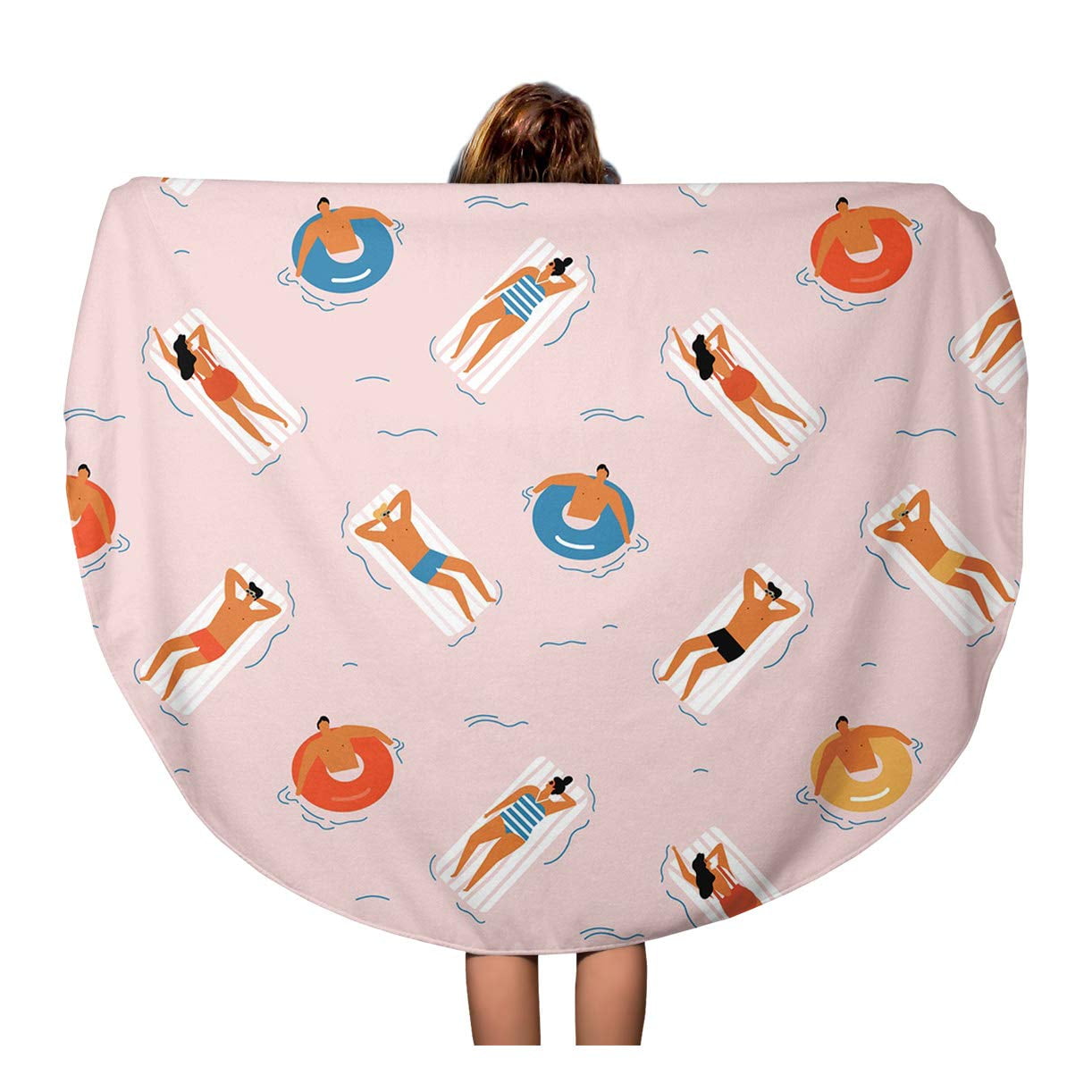 NUDECOR 60 inch Round Beach Towel Blanket Summer Time Beach in People