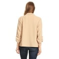 thumbnail image 4 of Women's Fitted Waist Length Jacket Open Front Draped Neck Ruched Sleeves, 4 of 5