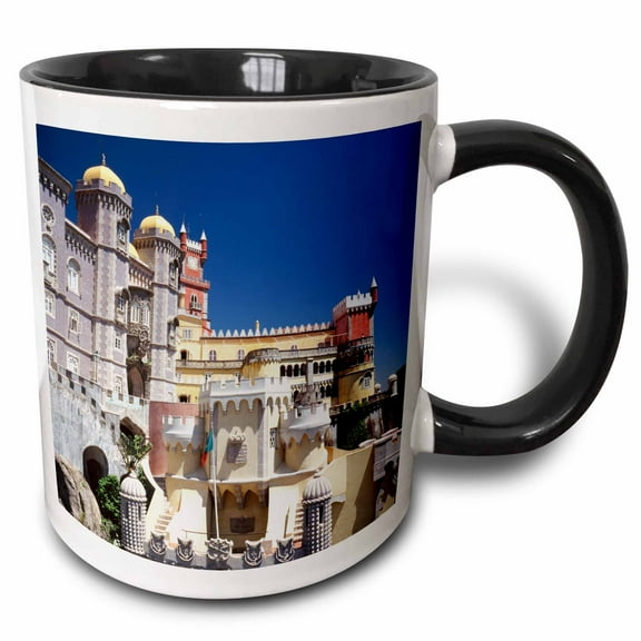3drose, Portugal, Lisbon Province, Sintra, Exterior of Placio Pena, 11oz Two-tone Black Mug
