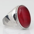 thumbnail image 5 of White/Red/Coffee Opal Stainless Steel Men's Wedding Party Gothic Ring Size 7-12, 5 of 6