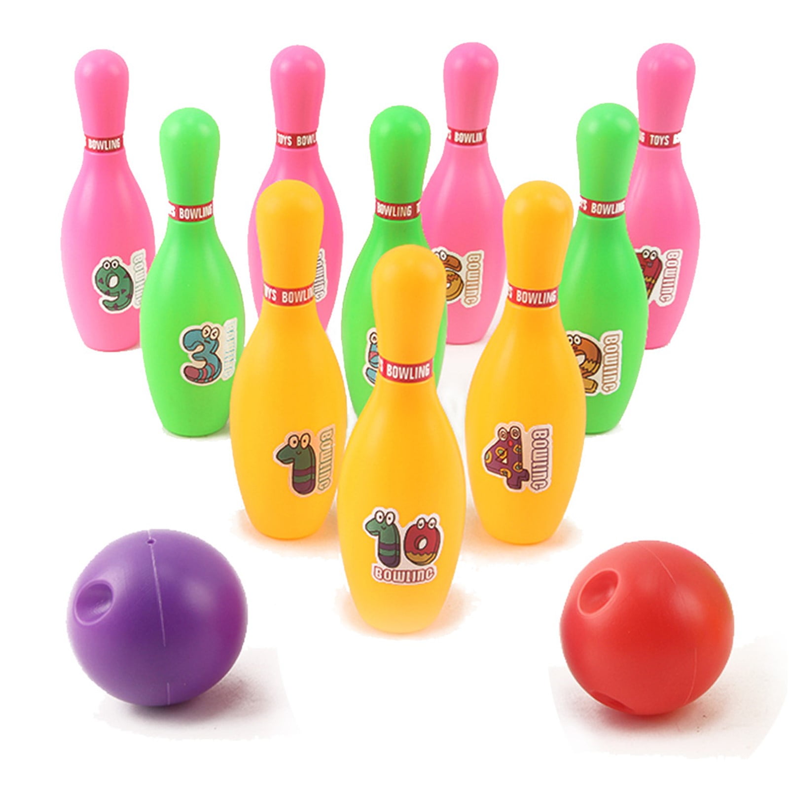 Children Indoor Bowling Toy Set Bowling Toy Set Game Colorful Plastic Bowling Ball Pins Party Favors Kit Sport Toddler Educational Toys 12 Pcs Gift for Kids Baby Boys Girls Early Development Toys 