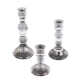 thumbnail image 2 of BalsaCircle 3 Clear Fluted Crystal Glass Taper Candle Holders Wedding Party Events Decorations Supplies, 2 of 8