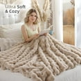 thumbnail image 5 of Faux Fur Throw Blanket for Couch – Linen Fluffy Cozy Rabbit Fleece, Plush Soft Bubble Blanket for Sofa & Bed, for Mom, Warm Fuzzy Home Room Decor Throw 50" x 60", 5 of 8