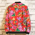 thumbnail image 4 of miqiqism Mens Retro Windbreaker Jacket Bomber Plus Size Jackets Casual Open Front Full Zip Coats Classic Floral Print Winter Stand Collar Trench Coat for Men,Red,5X-Large, 4 of 4