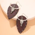thumbnail image 6 of Edgy Oxhead Shape Earrings With PU Leather Detail Alloy Metal Lightweight Gothic Accessory Gift for Women, 6 of 9