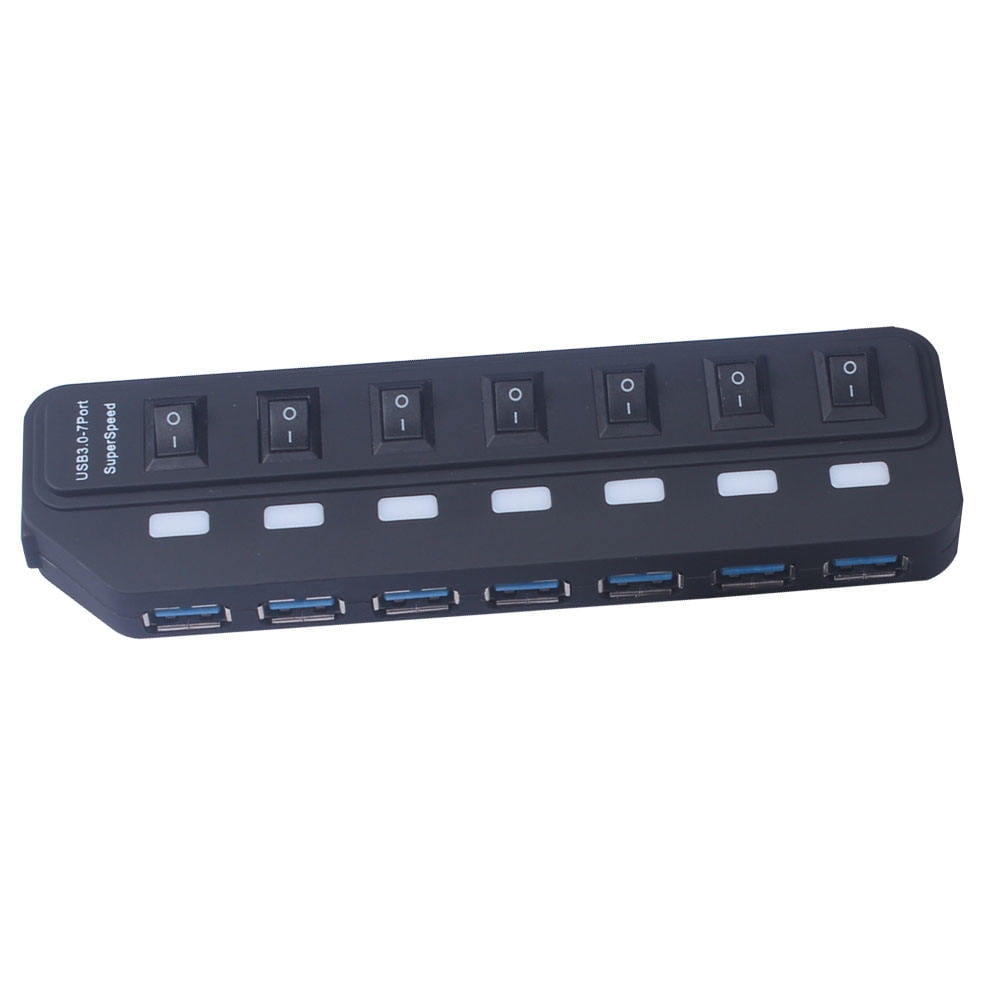 Minkissy Fast Charging Usb Hub 1Pcs Usb Ports Hub for Usb Devices with Independent Switch Black