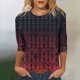 thumbnail image 2 of 3/4 Manga Túnica Tops para las Mujeres Impreso Cuello Redondo Blusa Suelta Suave Elástico Casual Camiseta para la Primavera Diaria, 2 of 4