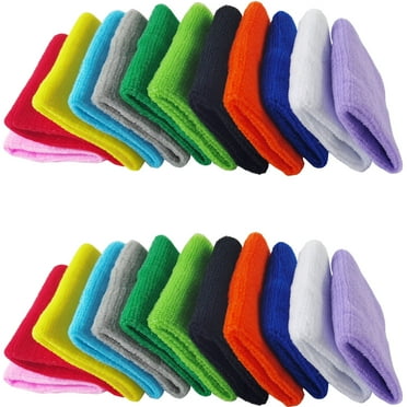 RONYOUNG 24PCS Colorful Sports Wristbands Cotton Sweatband Wristbands Wrist Sweatbands Wrist Sweat Bands for for Men and Women, Good for Tennis, Basketball, Running, Gym, Working Out