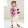thumbnail image 5 of Rovasas Girl Button Up Sweaters Long Sleeve V Neck Cherry Embroidery Knitwear, 5 of 9