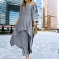 thumbnail image 4 of 2pcs/set Loose Solid Two Piece Sets Loose Pants Suit for Shopping (Blue S), 4 of 7