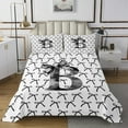 thumbnail image 1 of Erosebridal Ensemble de Courtepointe avec Nœud pour Lit Grand Size, Ensemble de Lit avec Initiale Monogrammée, Décoration de Chambre Rêveuse, Léger, 3 Pcs, 1 of 5