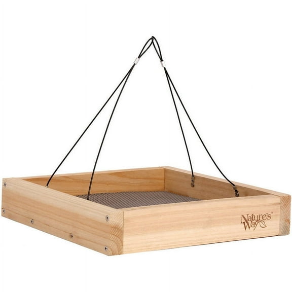 Nature's Way Bird Hanging Platform Feeder CWF3 - Cedar, Rustproof, Removable Seed Tray - 12x12x3 In