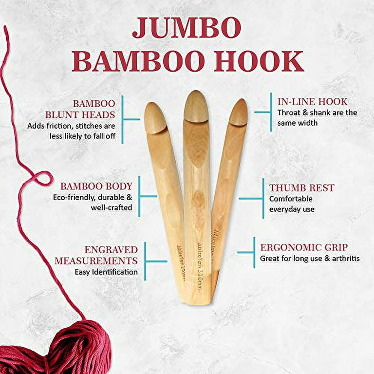 JubileeYarn Jumbo Extra Large Giant Bamboo Crochet Hook - US P (15mm)