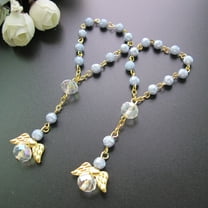 24 Pcs Blue Mini Rosary baptism Favors with Angels for Boy Recuerdos de Bautizo Finger Rosaries Silver Plated JA380silver-blue