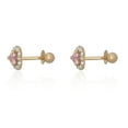 thumbnail image 2 of AVORA 14K Yellow Gold June Birthstone in Simulated Diamond CZ Halo Heart Stud Earrings, 2 of 6