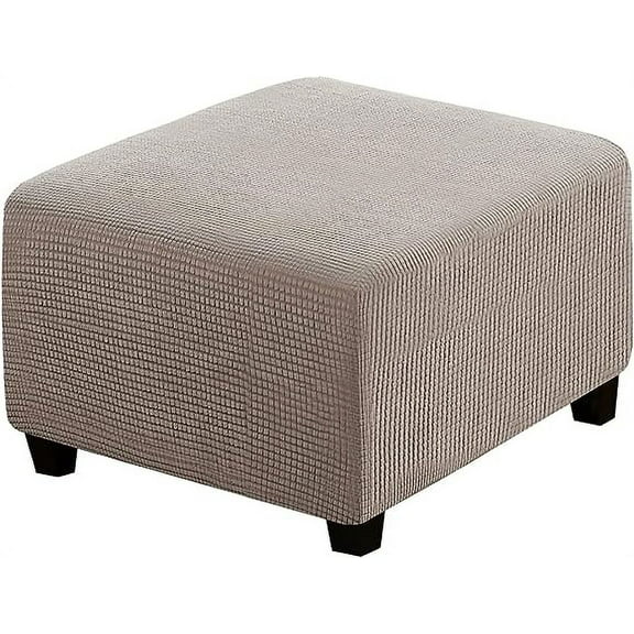 Nvzi Super Stretch Soft Ottoman Cover with Elastic Band Footrest Sofa Slipcover Folding Storage Stool Furniture Protector for Square and Rectangle Ottoman (Grey Brown, Large)