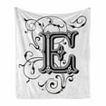 thumbnail image 1 of Letter E Soft Flannel Fleece Blanket, Capitalized E Alphabet Geometrical Design Lines Swirls Dark Color Spectrum, Cozy Plush for Indoor and Outdoor Use, 50" x 70", Black Grey White, by Ambesonne, 1 of 6