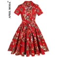 thumbnail image 1 of 2024 Robe Vintage d'Été pour Femmes à Imprimé Perroquet et Oiseau, Décontractée, Verte, Rétro, Pin-Up, Pin-Up, Robe de Fête Rockabilly Années 50 60, Robe Soleil Évasée, 1 of 7