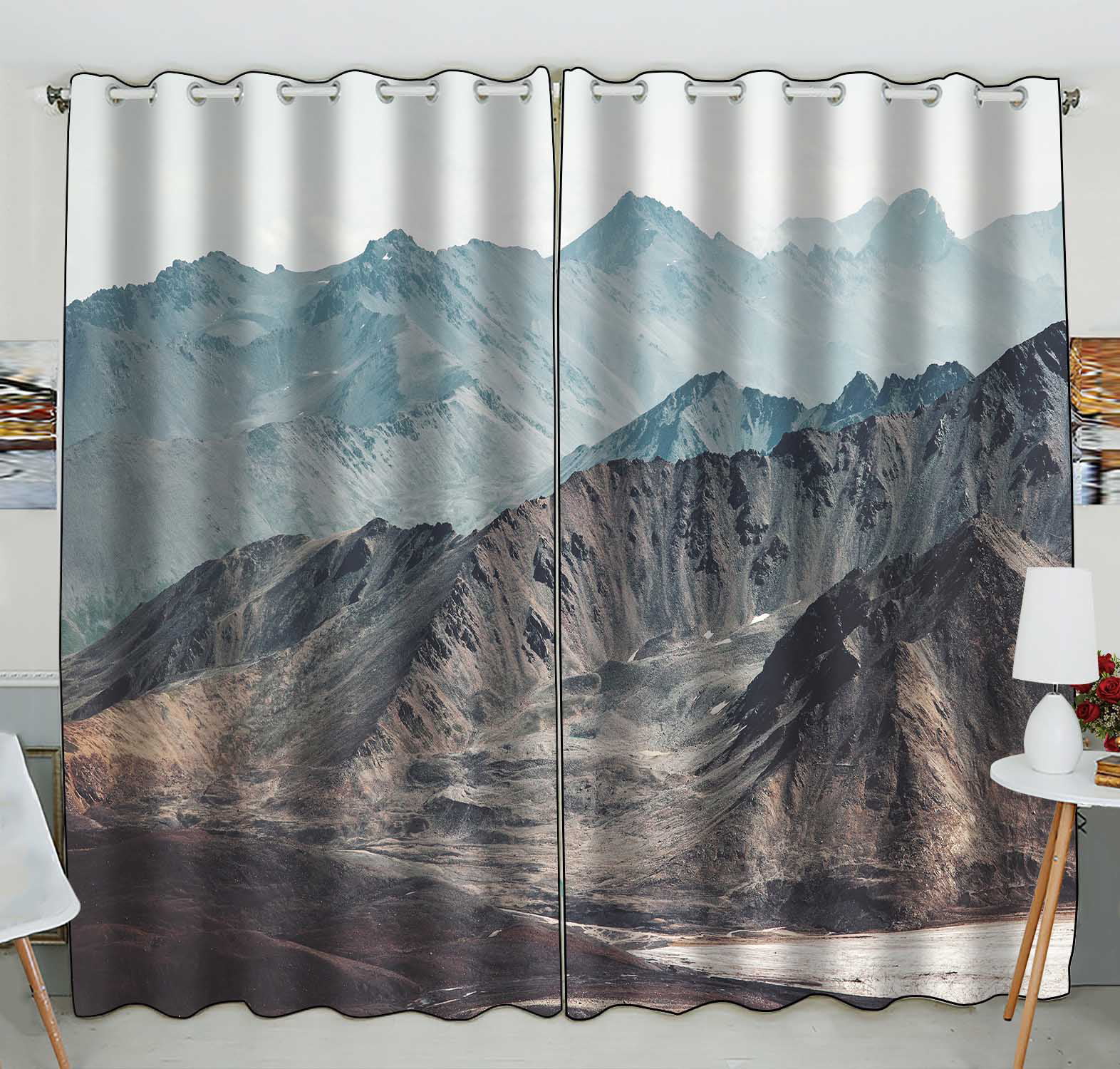Sunset Mountain Dinosaur Hot 3D Printing Window Curtains Blockout Drapes Fabric 