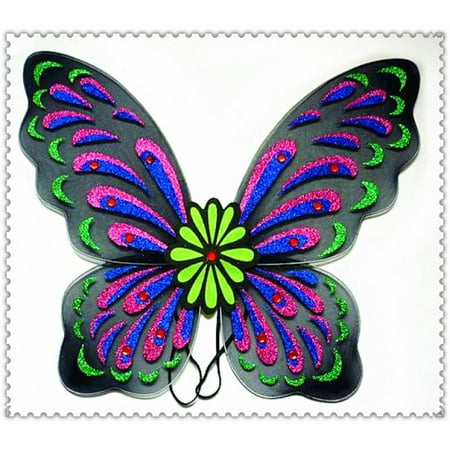 Adult Multi-Colored Black, Pink, Blue, Green Glitter Butterfly Fairy Wings